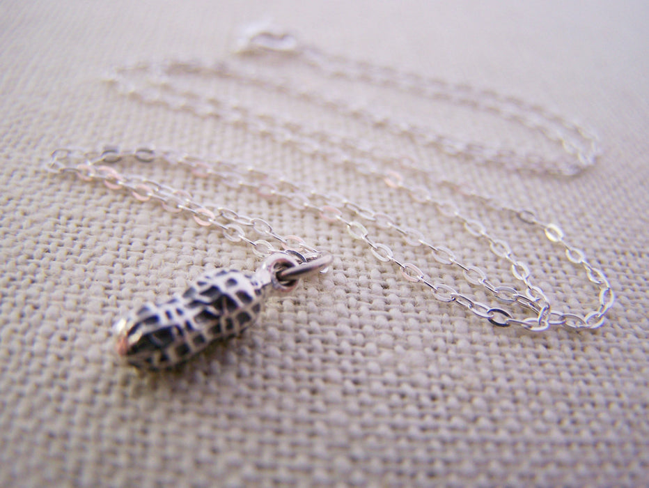 Tiny Peanut Sterling Silver Necklace