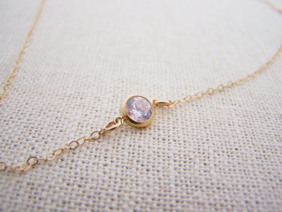 GOLD Tiny Diamond Necklace - 14k Gold Fill Dainty Choker Necklace