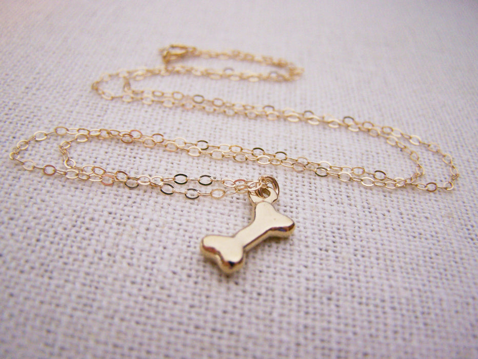 Gold Dog Bone 14k Gold Filled Necklace