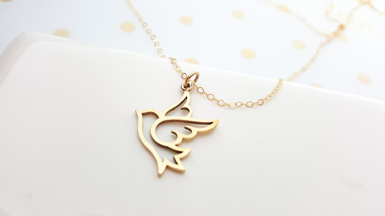 Gold Bird Charm Gold Fillled Necklace