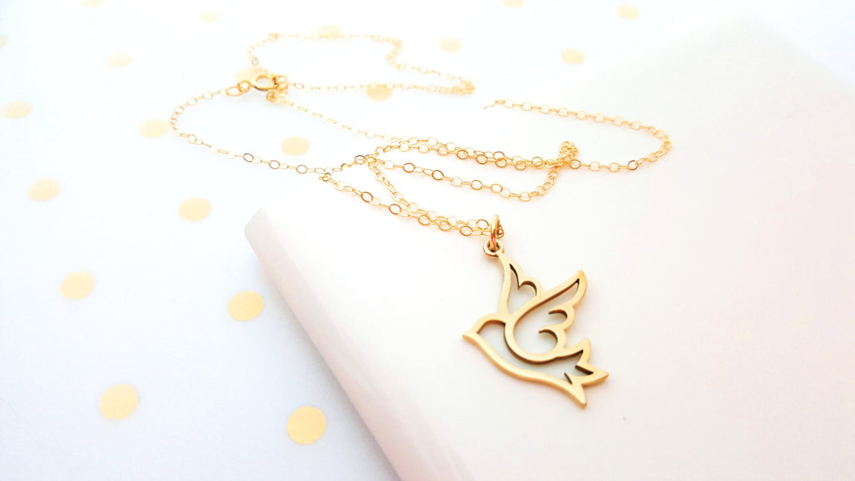 Gold Bird Charm Gold Fillled Necklace