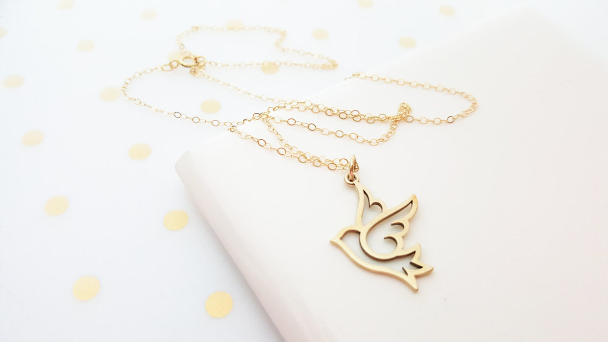 Gold Bird Charm Gold Fillled Necklace