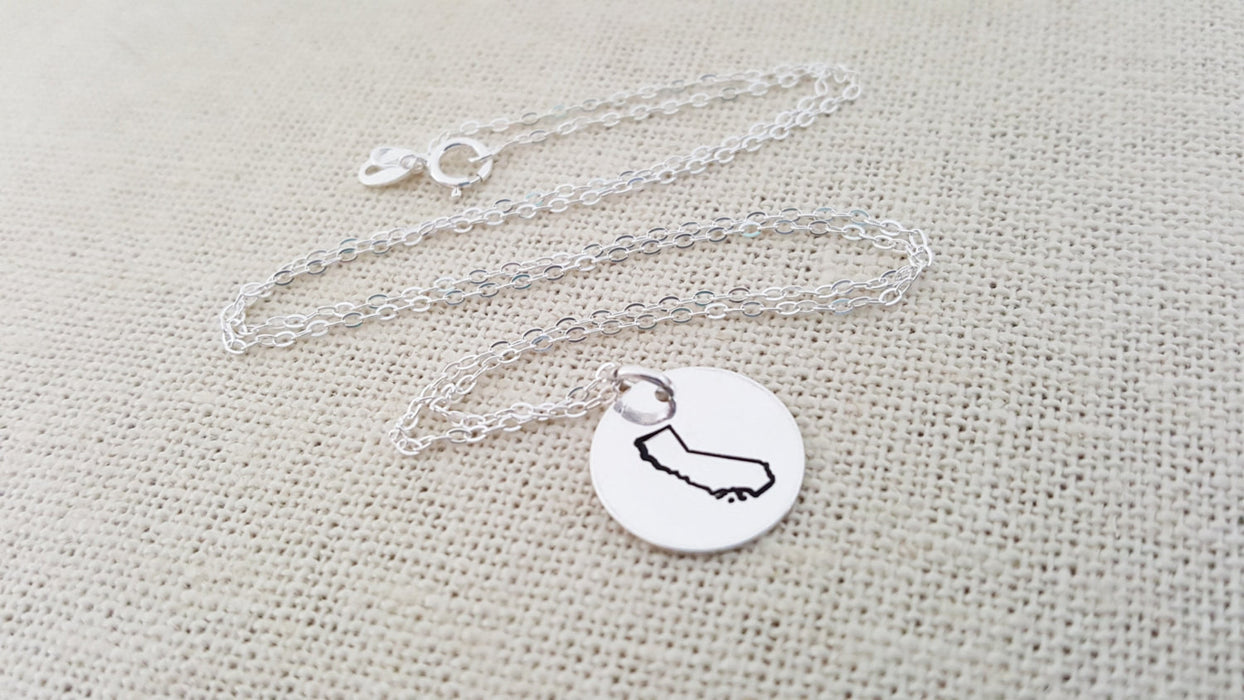 State Necklace - Hand Stamped Necklace - Home State Necklace