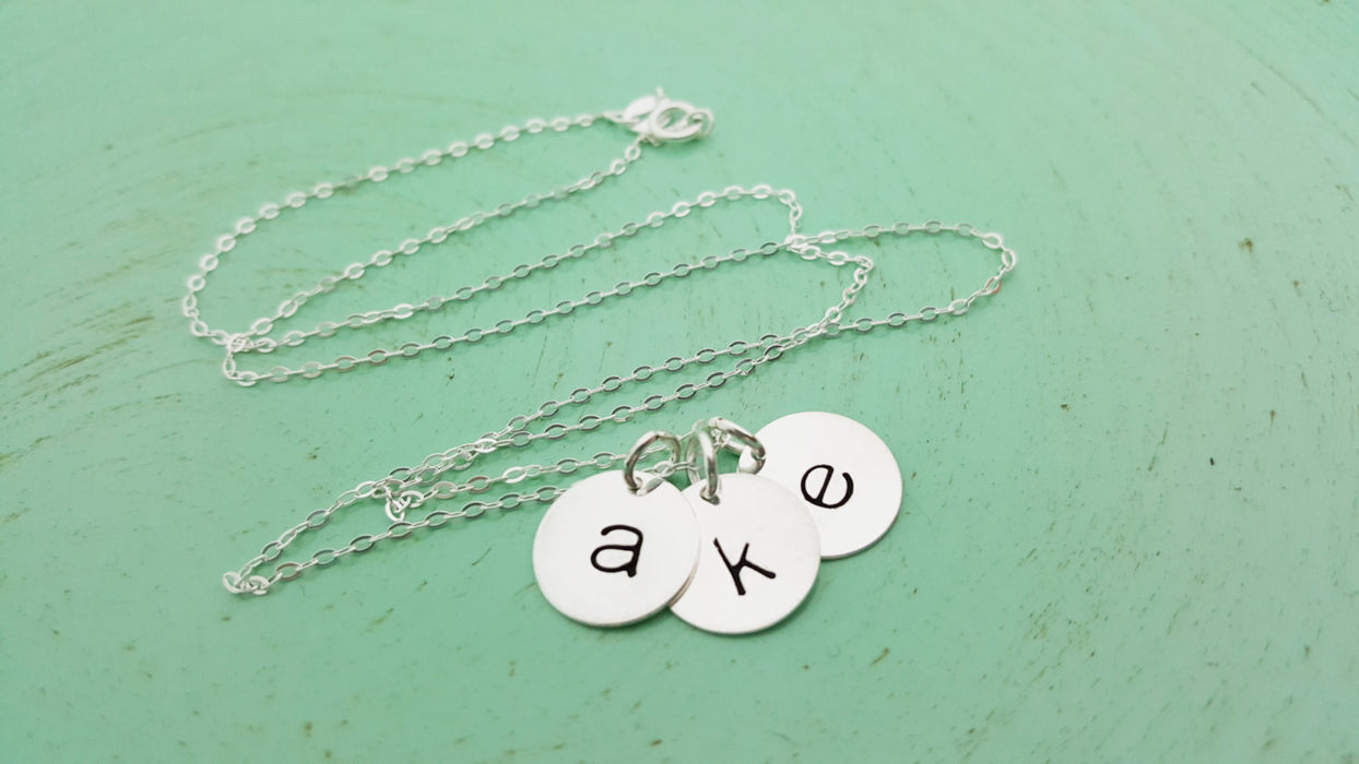 Initial Disc Necklace - Personalized Hand Stamped Sterling Silver Necklace