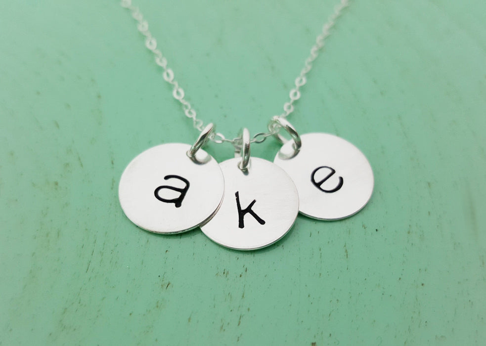 Initial Disc Necklace - Personalized Hand Stamped Sterling Silver Necklace