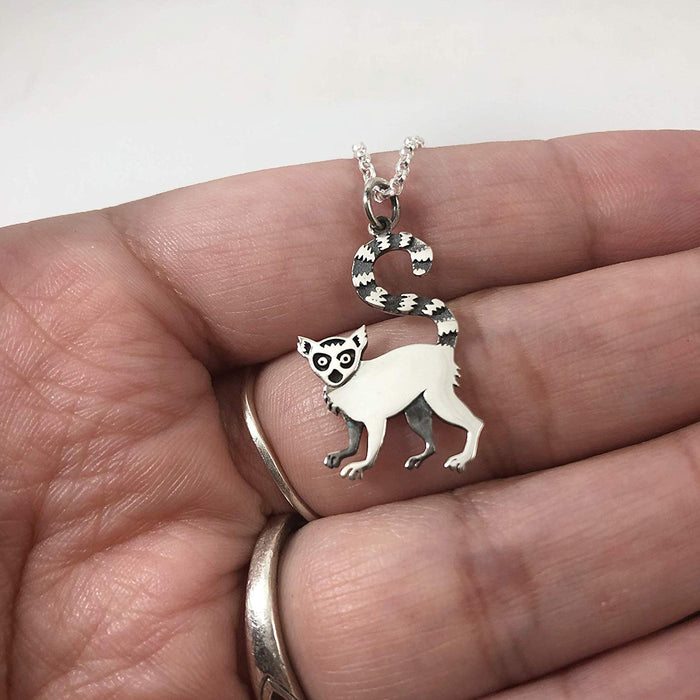 Lemur Charm Necklace - Sterling Silver Jewelry