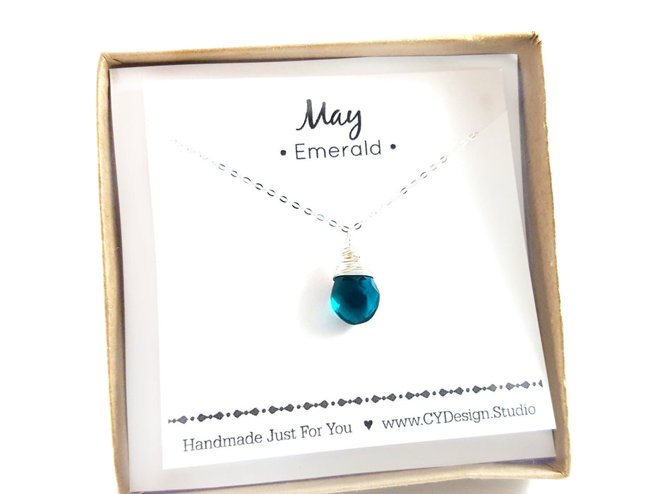 Emerald - May Birthstone - Sterling Silver Necklace