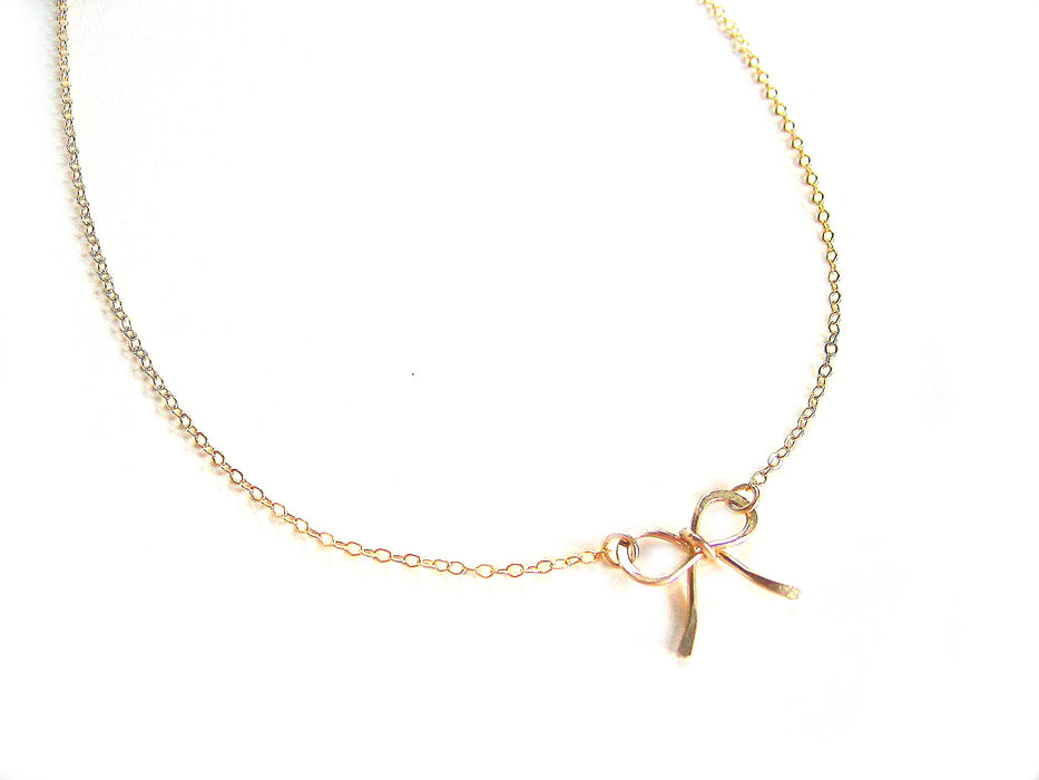 Thank You For Helping Me Tie The Knot - Gold Bow Necklace - Bridesmaid Necklace