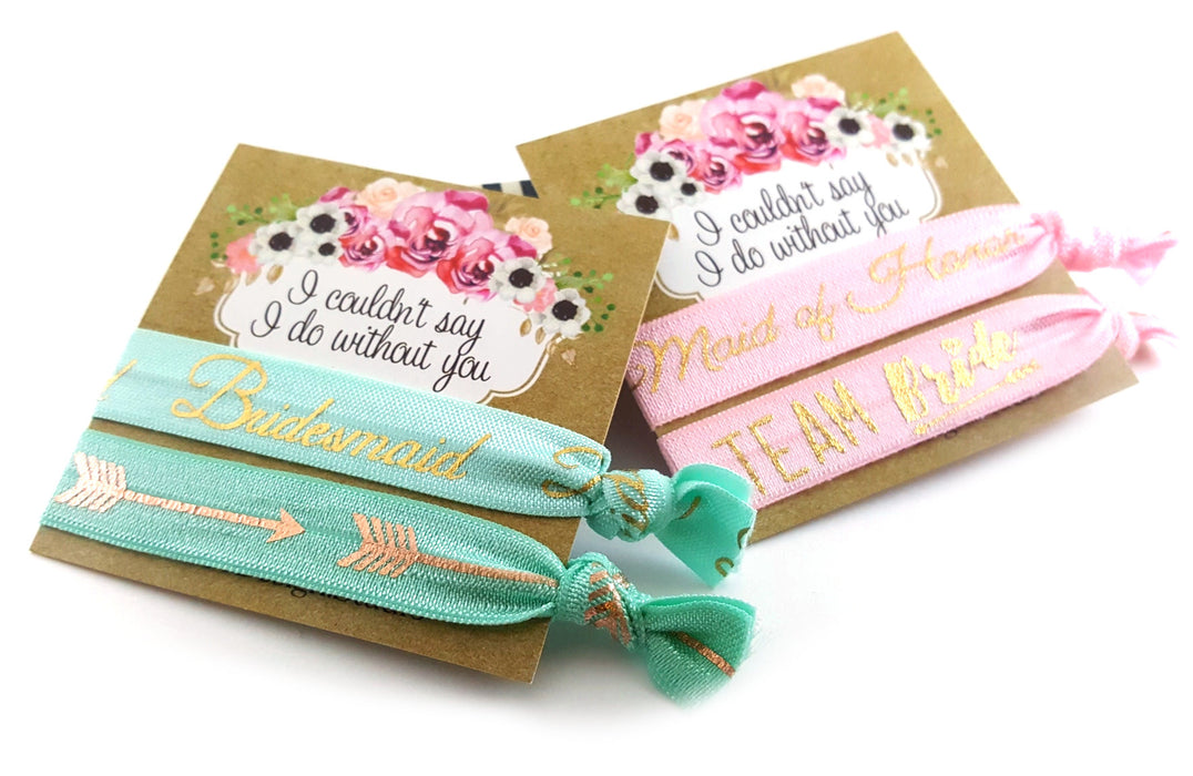 Bridesmaid or Maid of Honor Hair Ties Set - Wedding Party Gift