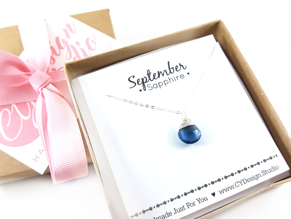 Sapphire - September Birthstone - Sterling Silver Necklace