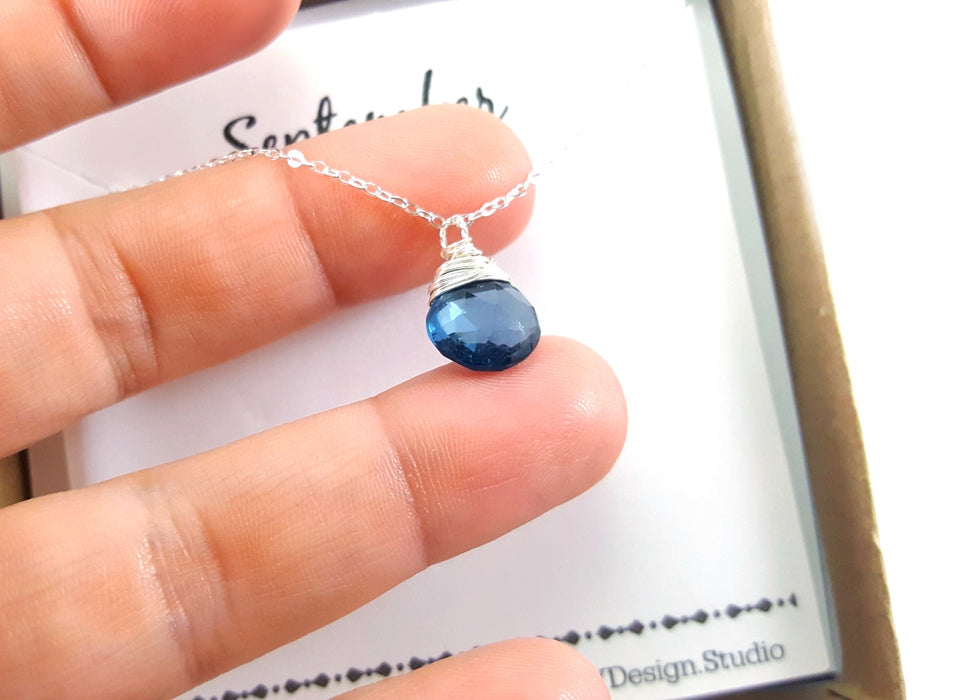 Sapphire - September Birthstone - Sterling Silver Necklace