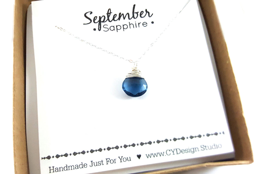 Sapphire - September Birthstone - Sterling Silver Necklace