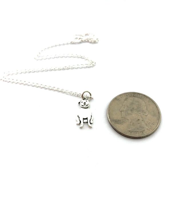 Pit Bull Charm Necklace - Sterling Silver Jewelry