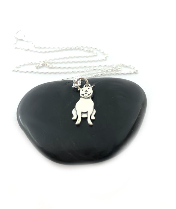 Pit Bull Charm Necklace - Sterling Silver Jewelry